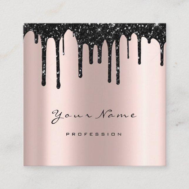 Tarjeta De Visita Cuadrada Artista de maquillaje Waxy Brows Black DripMicrobl (Anverso)