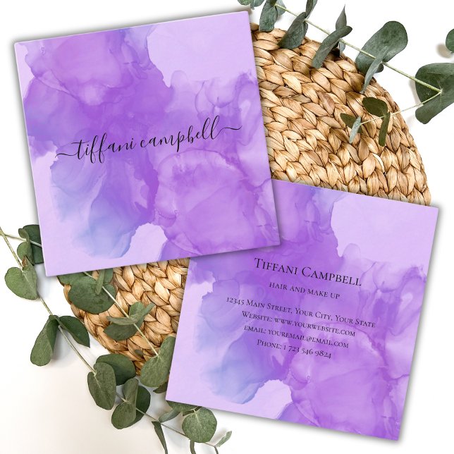 Tarjeta De Visita Cuadrada Artista de moda Purple Make Up (Subido por el creador)