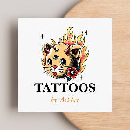 Tarjeta De Visita Cuadrada Artista de tatuajes agrega tu artesanía creativa e
