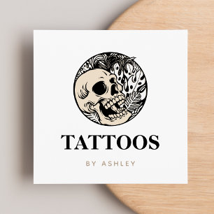 Tarjeta De Visita Cuadrada Artista de tatuajes Calavera en medios sociales y