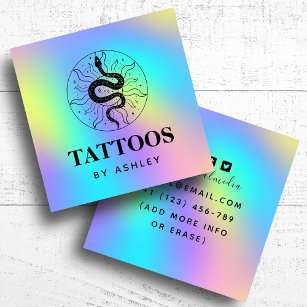 Tarjeta De Visita Cuadrada Artista de tatuajes Ilustracion de serpientes unic