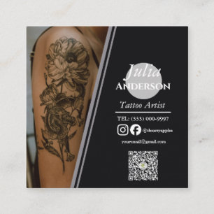 Tarjeta De Visita Cuadrada Artista de Tatuajes Modernos Cuadrado de Cuidados