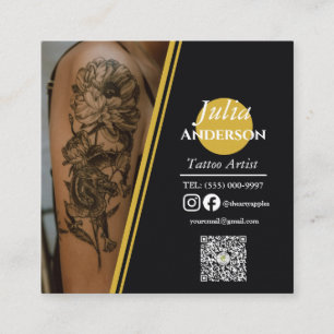 Tarjeta De Visita Cuadrada Artista de Tatuajes Modernos Cuadrado de Cuidados 
