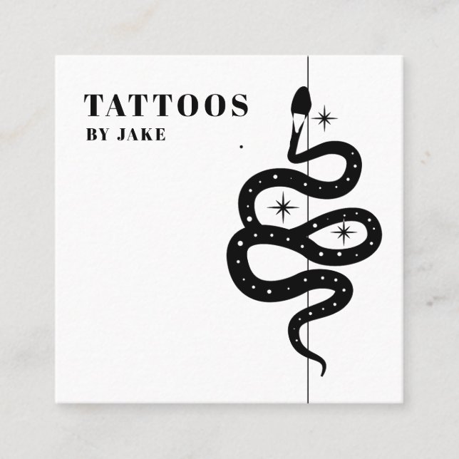 Tarjeta De Visita Cuadrada Artista del tatuaje de serpiente mística (Anverso)