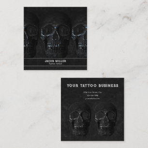 Tarjeta De Visita Cuadrada Artista del tatuaje Gótico Black Dark Academia Sku