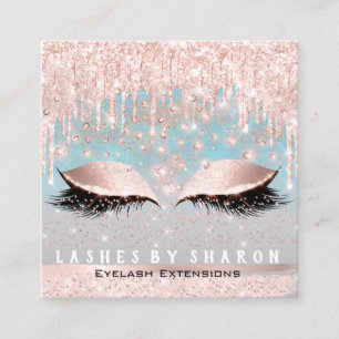 Tarjeta De Visita Cuadrada Artista maquillador Lanza Los Ojos Cristalinos Ros