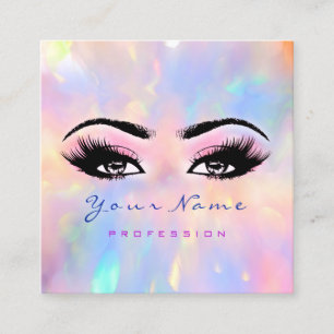Tarjeta De Visita Cuadrada Artista maquillador Profesional Eyelash Holograma 