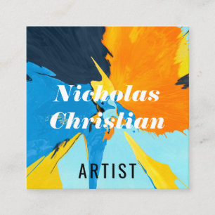Tarjeta De Visita Cuadrada Artista moderno   Colorido   Pinceladas 