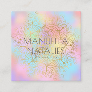 Tarjeta De Visita Cuadrada Artista moderno de maquillaje de color Mandala Pas