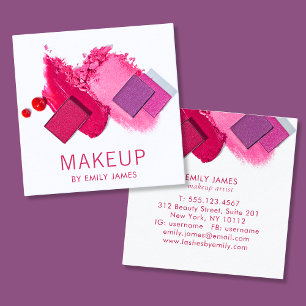 Tarjeta De Visita Cuadrada Artista moderno de maquillaje de Moda Rosa Gold Si