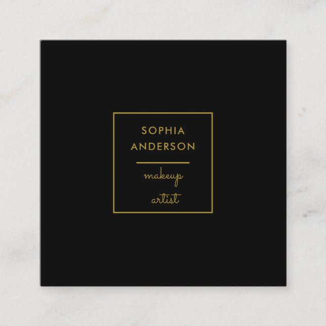 Tarjeta De Visita Cuadrada Artista moderno de maquillaje elegante de mármol r (Anverso)