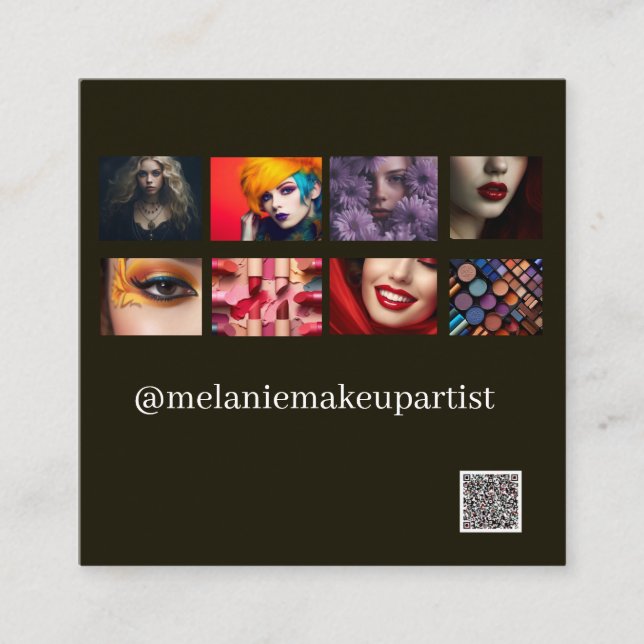 Tarjeta De Visita Cuadrada Artista moderno de maquillaje fotográfico con códi (Anverso)