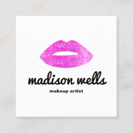 Tarjeta De Visita Cuadrada Artista moderno de maquillaje secuencial rosada Li