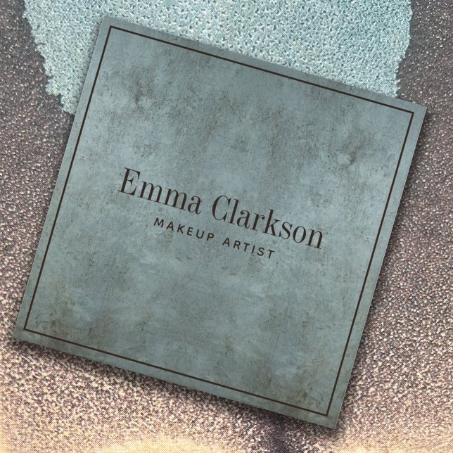 Tarjeta De Visita Cuadrada Artista moderno de maquillaje textura gris azul gr (Subido por el creador)