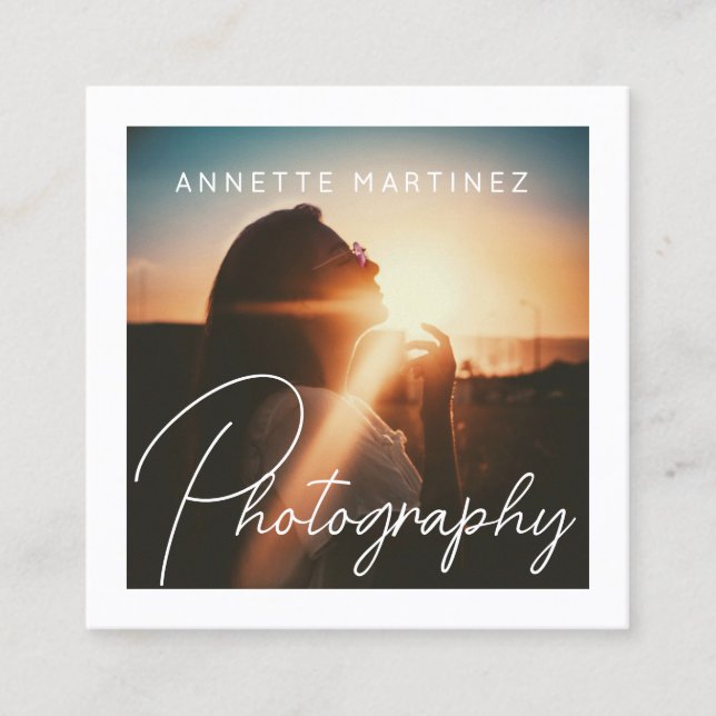 Tarjeta De Visita Cuadrada Artistic photo white frame photography  (Anverso)