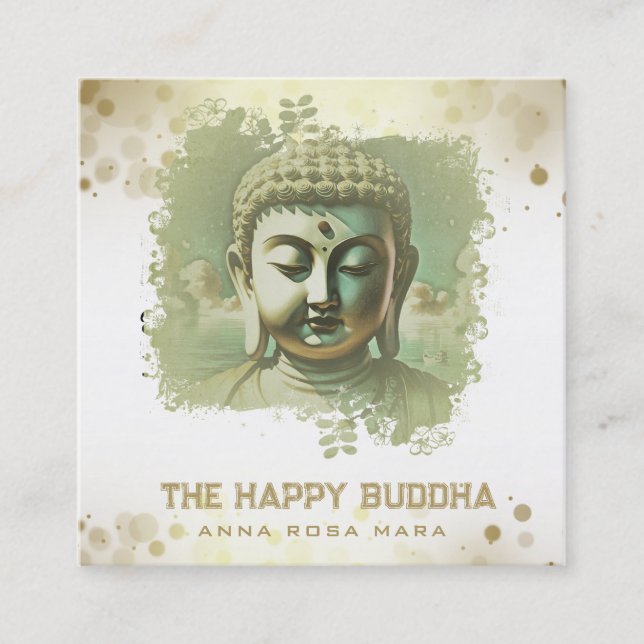 Tarjeta De Visita Cuadrada *~* Artsy Buddha QR AP33 QR Logo Green (Anverso)