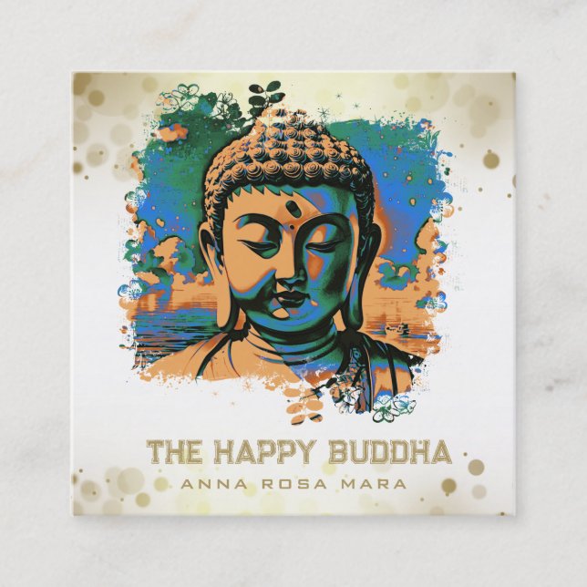 Tarjeta De Visita Cuadrada *~* Artsy Buddha QR AP33 QR Logo Pop Art (Anverso)