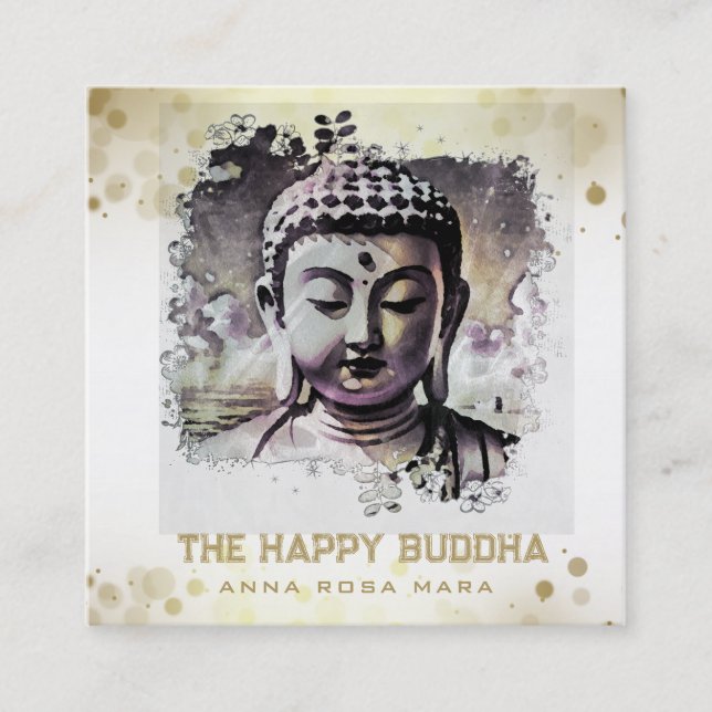 Tarjeta De Visita Cuadrada *~* Artsy Original Buddha QR AP33 QR Logo (Anverso)