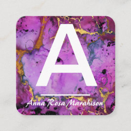 Tarjeta De Visita Cuadrada *~* Artsy Trendy FOTO INICIAL DE ORO QR LOGO