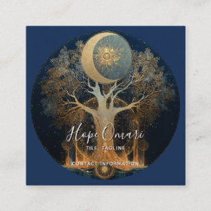 Tarjeta De Visita Cuadrada Ascensión a la luz de la luna Diseño del Árbol d