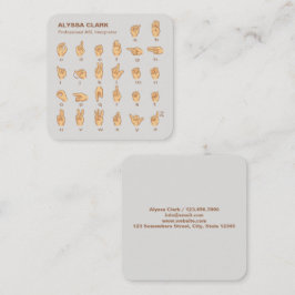 Tarjeta De Visita Cuadrada ASL Interpreter