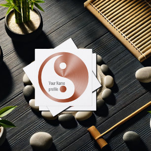Tarjeta De Visita Cuadrada Aspecto de oro rosa yin yang