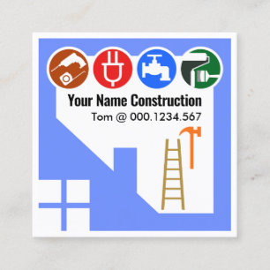 Tarjeta De Visita Cuadrada Aspecto del marco del edificio del hogar azul