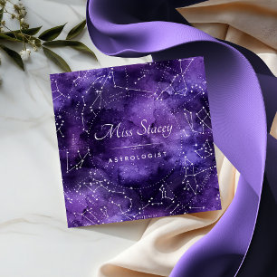 Tarjeta De Visita Cuadrada Astrología Estrella Cósmica Púrpura