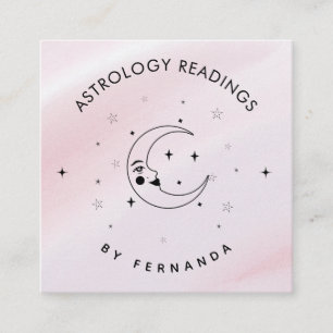 Tarjeta De Visita Cuadrada Astrología mágica de espuma rosa celestial de la l