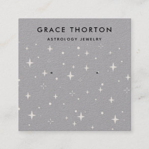Tarjeta De Visita Cuadrada Astrología Stars Stud Earring Display Gray Kraft