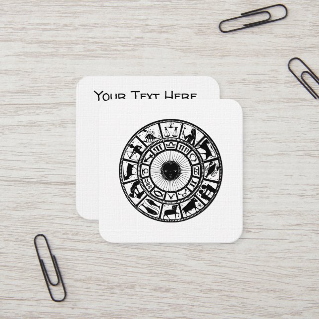 Tarjeta De Visita Cuadrada Astrología vintage Rueda Zodiac (Anverso/Reverso In Situ)