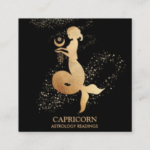 Tarjeta De Visita Cuadrada *~* Astrología Zodiaca Capricornio leyendo negro d