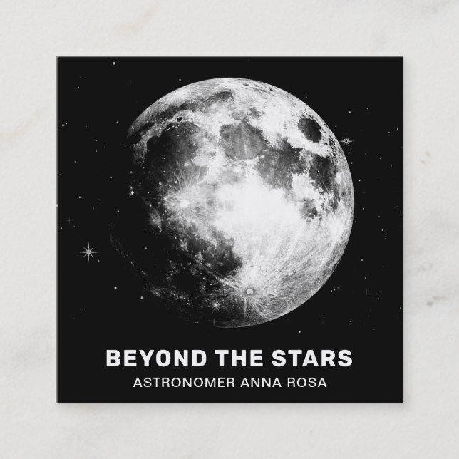 Tarjeta De Visita Cuadrada *~* Astrónomo lunar compacto de lunas cósmicas (Anverso)