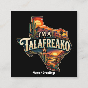 Tarjeta De Visita Cuadrada Atardecer Retro del Desierto de Texas 'Soy un Tala