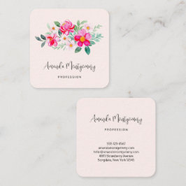 Tarjeta De Visita Cuadrada Atractivo Bouquet de flores rosadas de Bonito