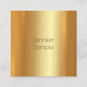 Tarjeta De Visita Cuadrada Atractivo Diseño Dorado Elegante Moderno Único Pla