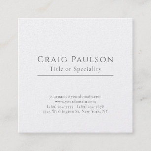 Tarjeta De Visita Cuadrada Atractivo Simple Profesional Plain Premium Pearl