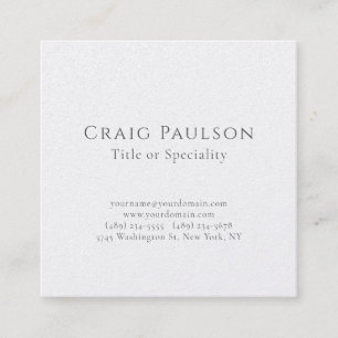 Tarjeta De Visita Cuadrada Atractivo Simple Profesional Plain Premium Pearl