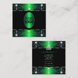 Tarjeta De Visita Cuadrada Atrapar ojos Ornamentos de color verde negro Añadi