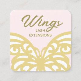 Tarjeta De Visita Cuadrada Audaz Belleza Moderna Rosa Moda Dorada Amarilla