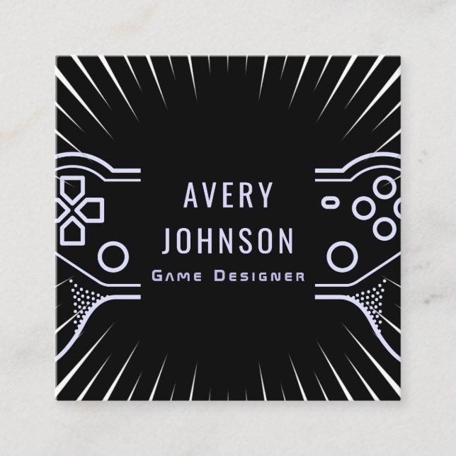 Tarjeta De Visita Cuadrada Audaz Juego Artsy de Videojuegos Prueba Joypad Mod (Anverso)