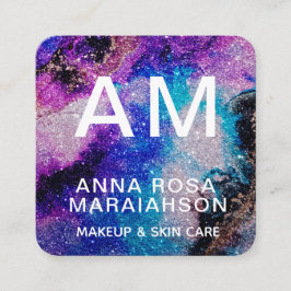 Tarjeta De Visita Cuadrada *~* Audaz Resumen PURPURINA Artsy QR LOGO FOTO 