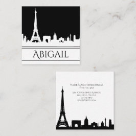 Tarjeta De Visita Cuadrada Audaz Torre Eiffel de París en blanco y negro