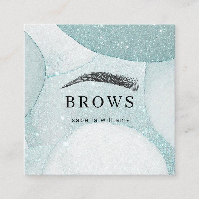 Tarjeta De Visita Cuadrada Augenbrauen Visitenkarte Purpurina moderno Augenbr (Anverso)