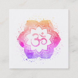 Tarjeta De Visita Cuadrada *~* Aum Lotus Flor Mandala Yoga Maestra Reiki Om