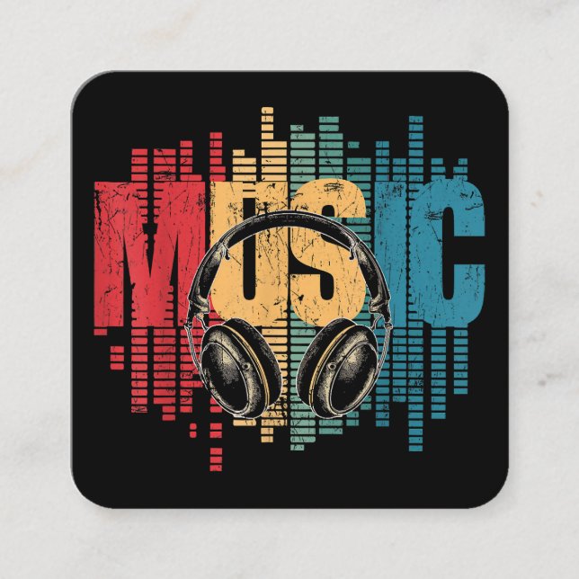 Tarjeta De Visita Cuadrada Auriculares de vídeo para DJ Lover (Anverso)