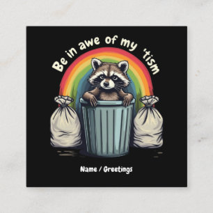 Tarjeta De Visita Cuadrada Autismo Raccoon Gracioso Estar Aterrado De Mi Meme