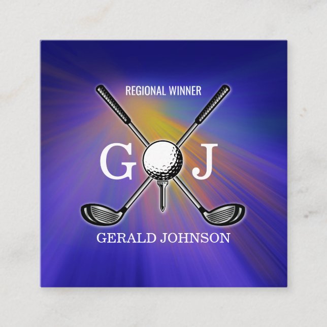 Tarjeta De Visita Cuadrada Autobús de diseño de monograma de golf Personaliza (Anverso)