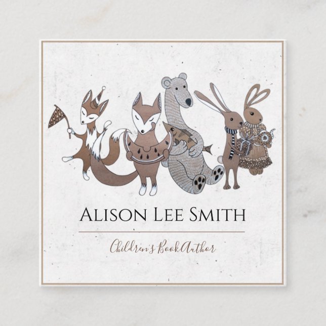 Tarjeta De Visita Cuadrada Autor de libros para niños (Anverso)