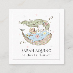 Tarjeta De Visita Cuadrada Autora de libros para niños de ballenas y sirena